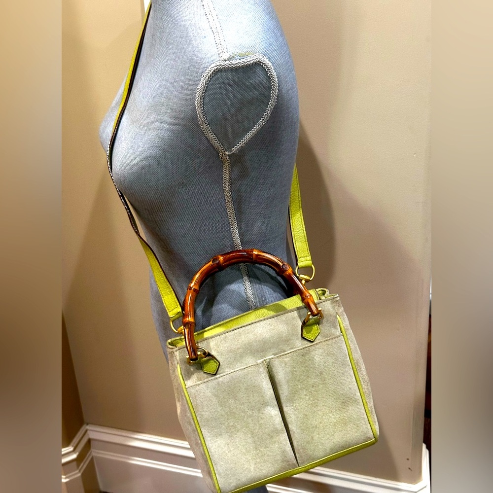 Gucci Lime Green Mini Bamboo 2-way Handbag